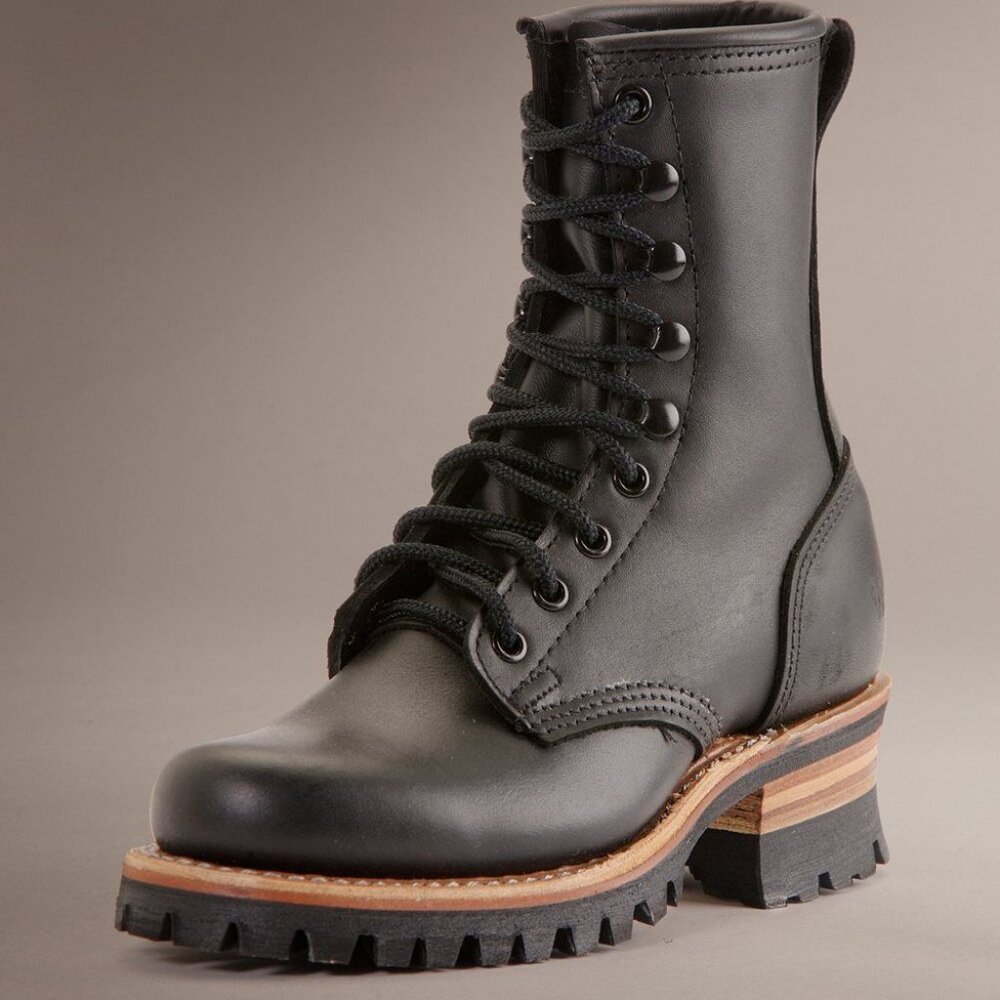 Frye Logger 8G Black Leather Vintage Combat Durable LaceUp Work/Hiking Moto Boot - Picture 2 of 14